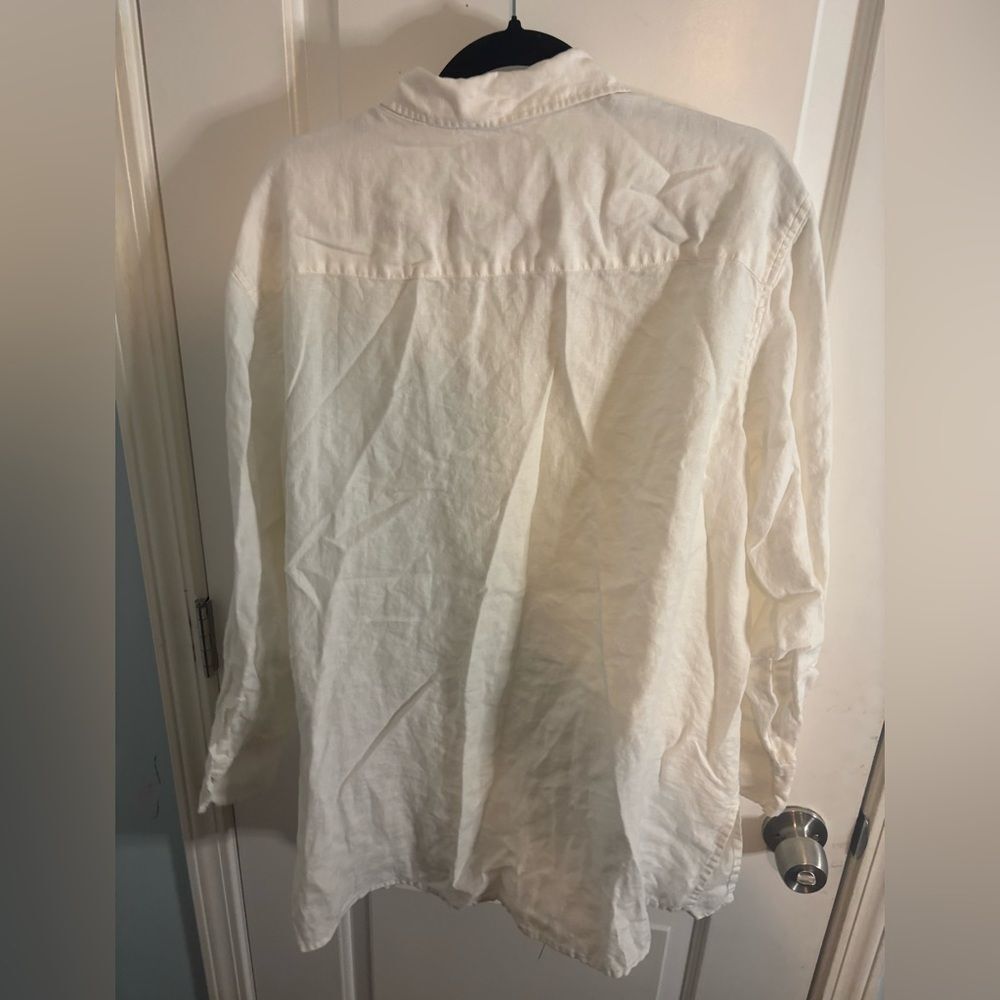 Elisabeth by Liz Claiborne White Button-Up Shirt linen size 18 EUC - Picture 3 of 3